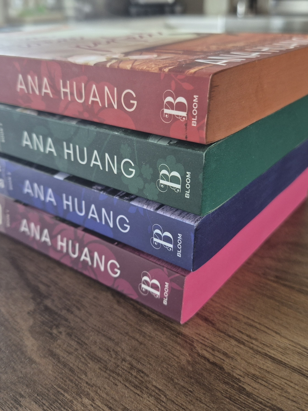 Decorative Book Set in Burgundy, Green, Blue and Pink